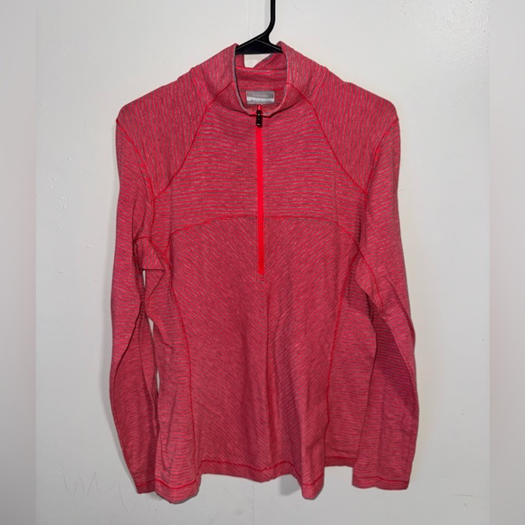 Columbia Women’s Pink Striped Half Zip Pullover Size Large - Picture 1 of 4